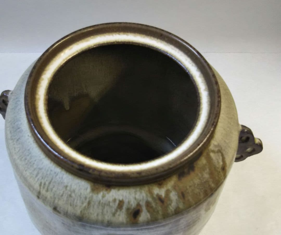 茶道具 水指 高取 古高取 斑釉 耳付 13代 高取八仙 新品