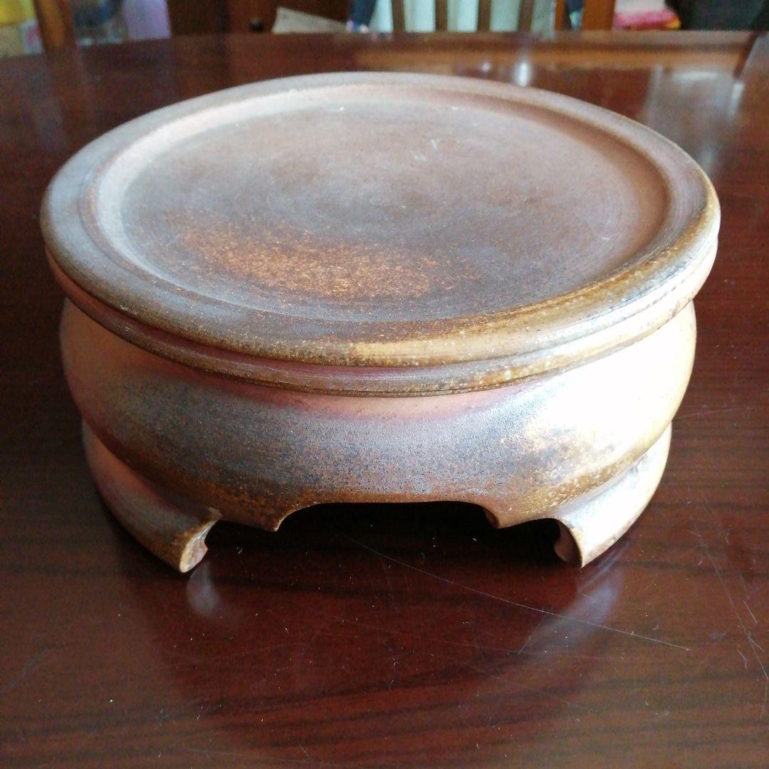 信楽焼　古谷忠六　三足花台　22cm