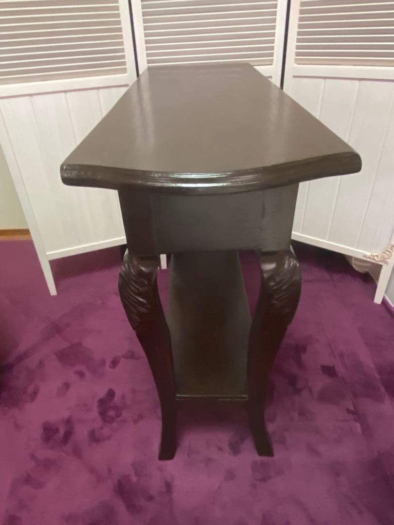 透かし彫♦️彫刻 猫脚 コンソールテーブル♦️コロニアル アンティーク♦️ブラウン