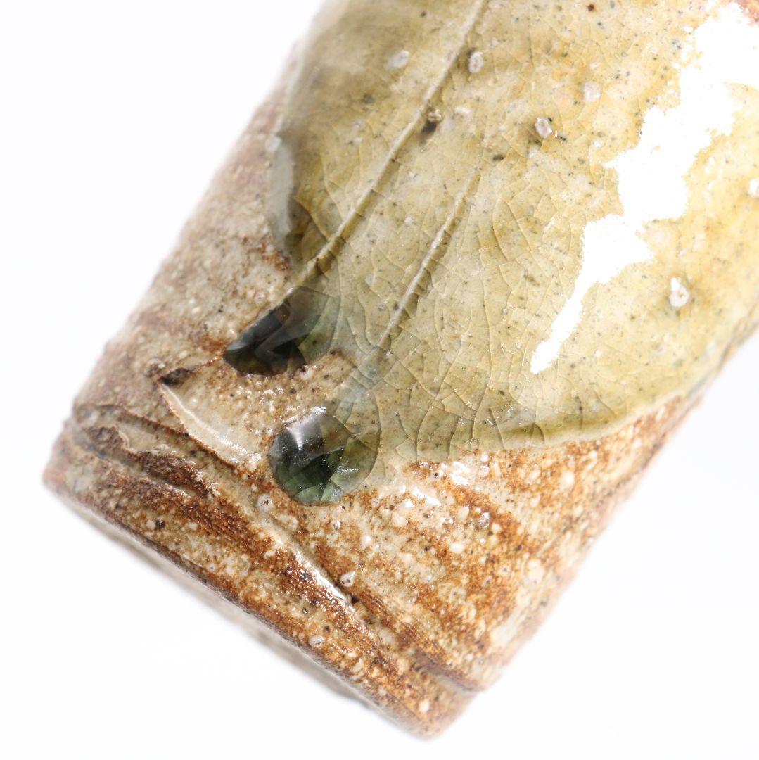 時代 古信楽焼 肩衝 茶入 花唐草文仕覆 茶道具 共箱　V916　N9