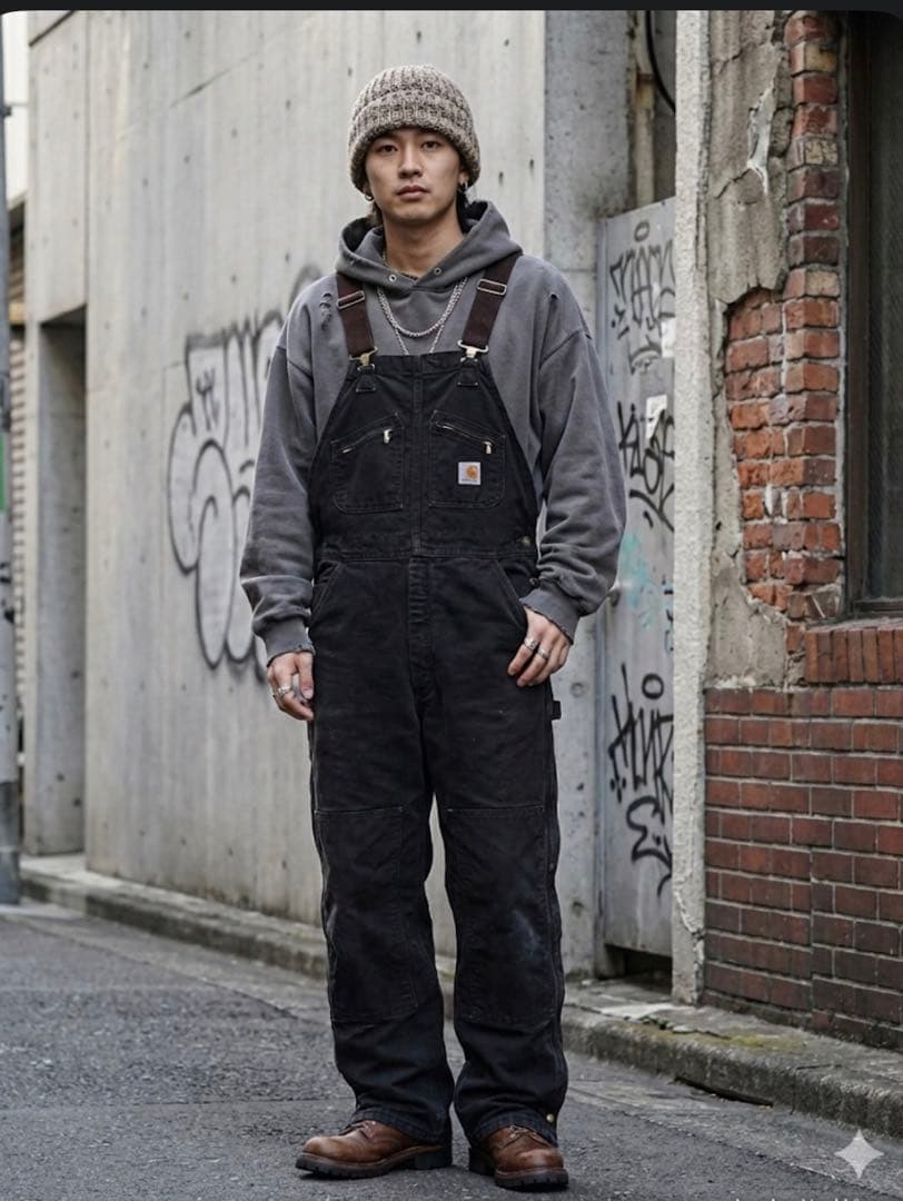131 Carhartt 中綿ダブルニー オーバーオール USA製 ブラック｜