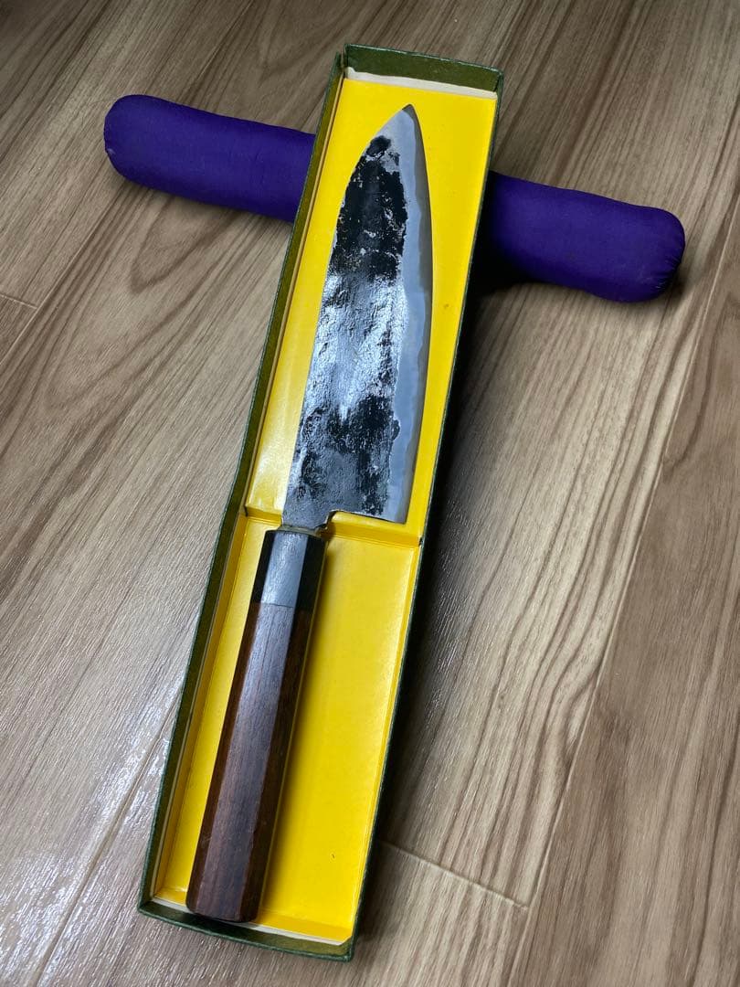 備中手打ち鍛冶 青紙スーパー鋼 牛刀　刃渡り19．5cm 幅5cm