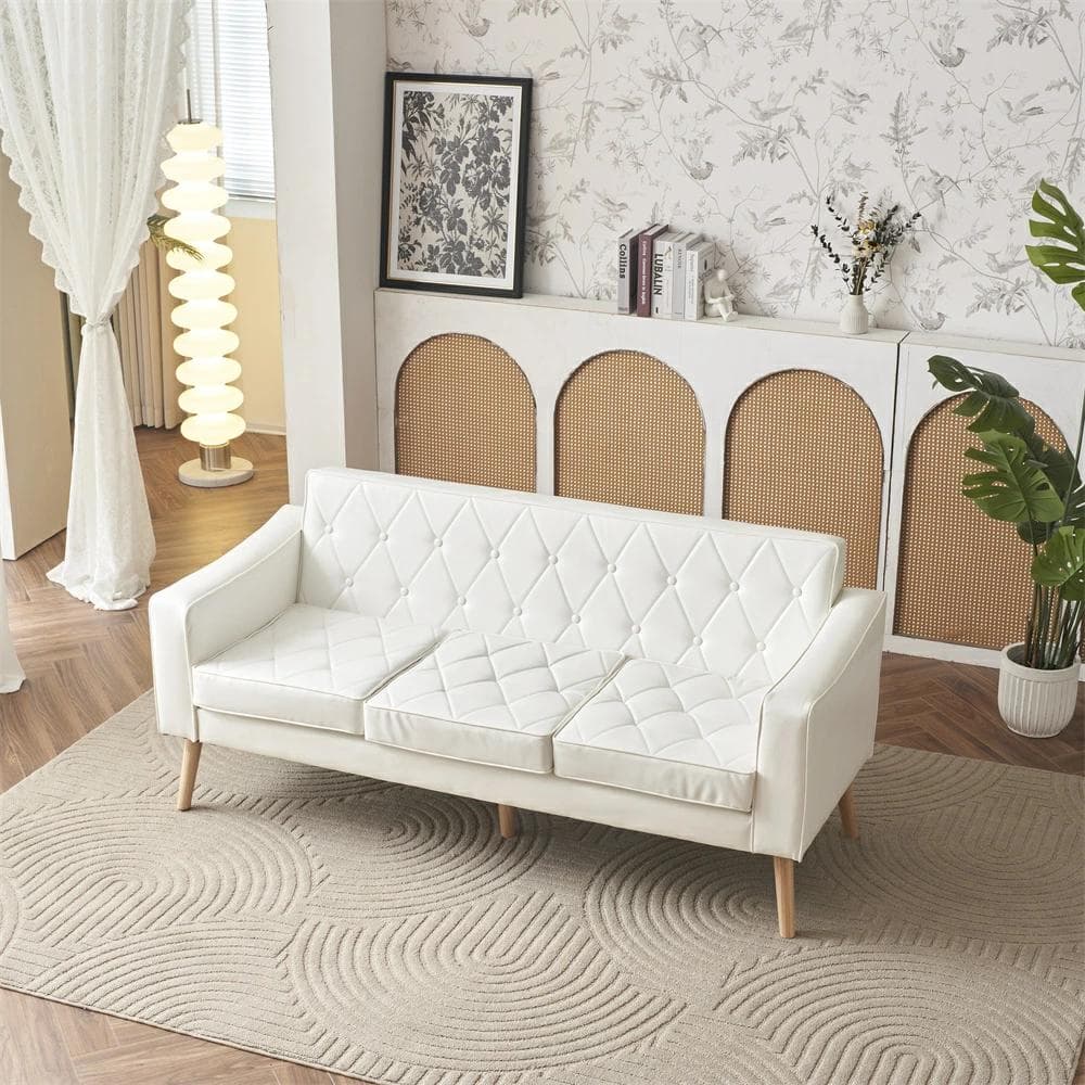 ソファー 3人掛け カウチソファ リビングソファ 肘付き オットマン PVC