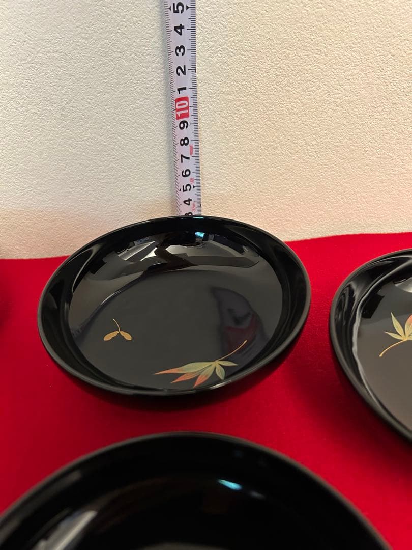 輪島塗　大椀　紅葉蒔絵五客