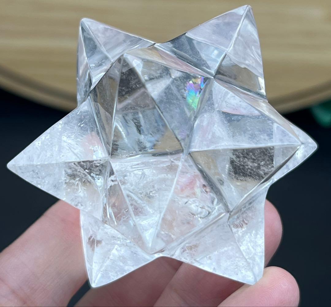 天然水晶 アステロイド マカバスタークリスタル 神聖幾何学多面カット12ポイント