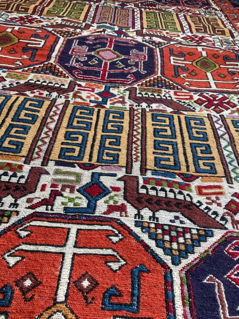 【在庫一掃セール】アゼルバイジャン キリム ウールシルク 199cm×133cm