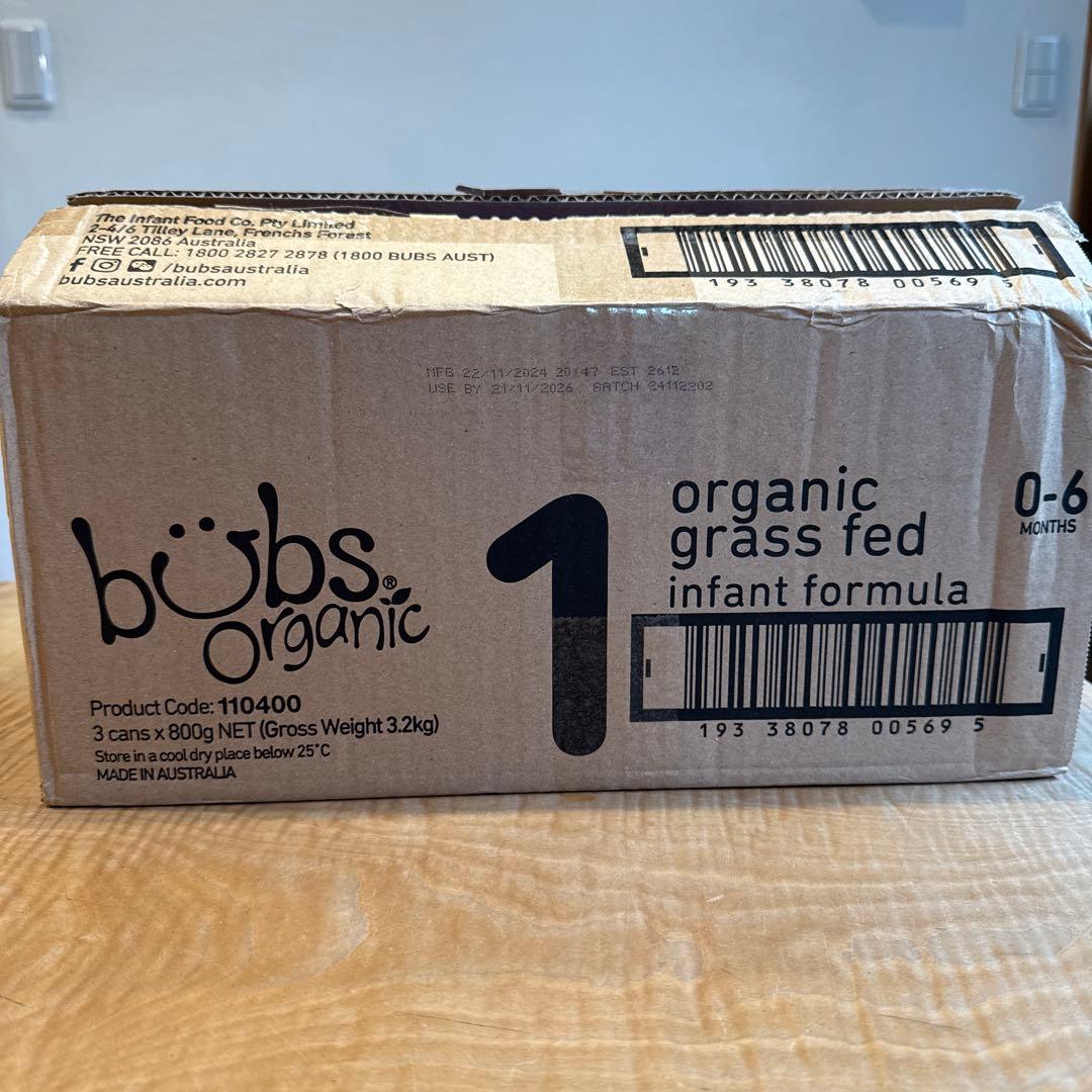 bubs organicバブズバブス粉ミルク800gステップ1(0〜6ヶ月)×3