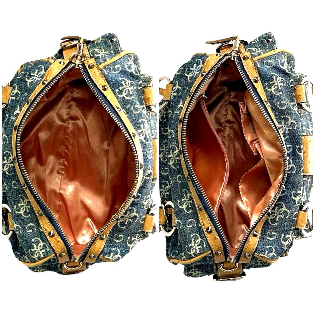 GUESS ゲス デニムハンドバッグ レザー ミニ ボストン コンビ レディース