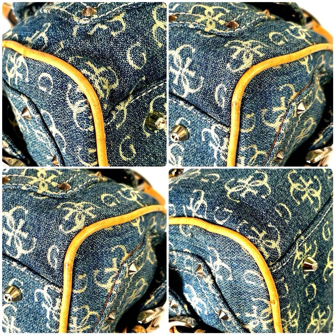 GUESS ゲス デニムハンドバッグ レザー ミニ ボストン コンビ レディース
