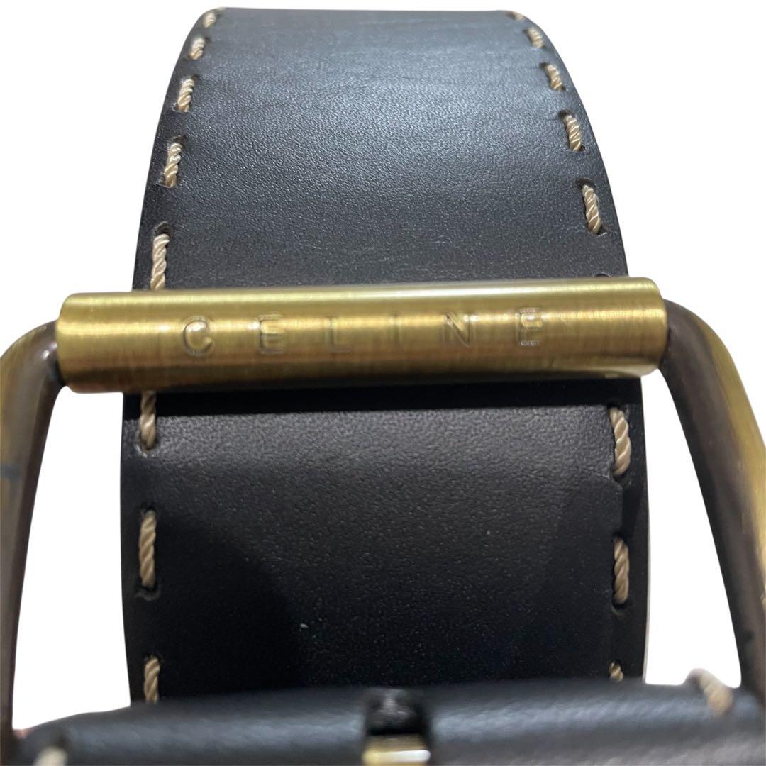 STITCHED WIDE LEATHER BELT レザーベルト ワイド 黒.