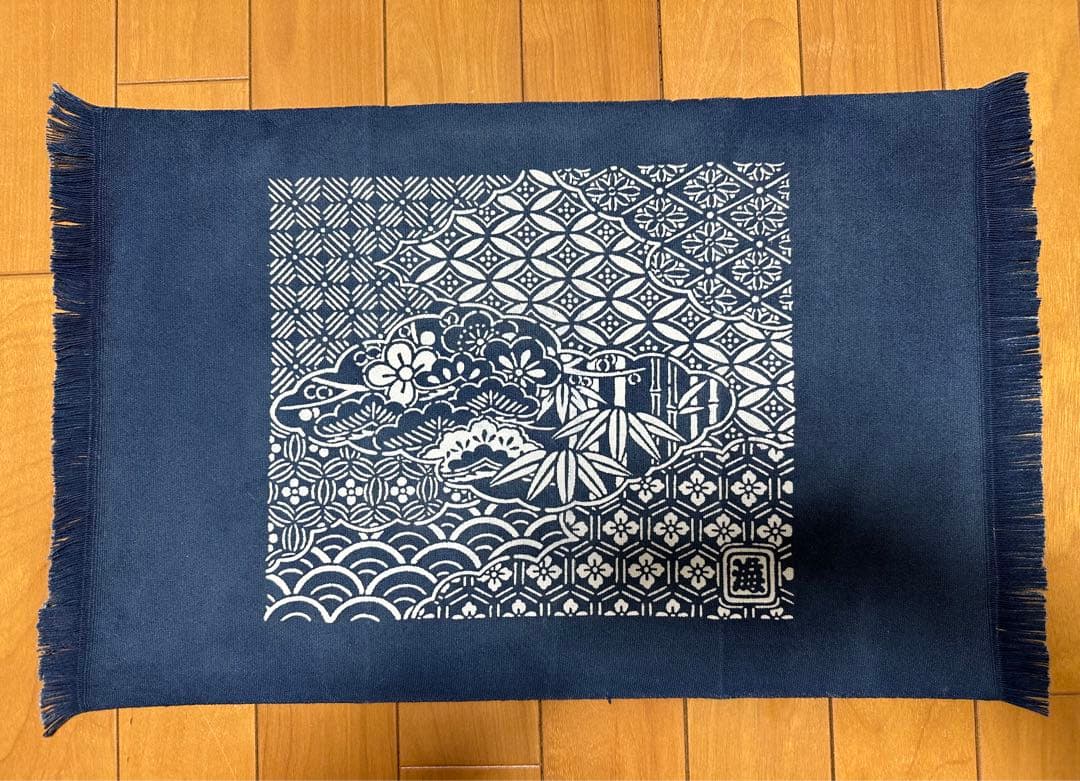 激レア 非売品 浅草 根岸 老舗 御誂染専門「海老屋」藍染 敷物 クロス 粋