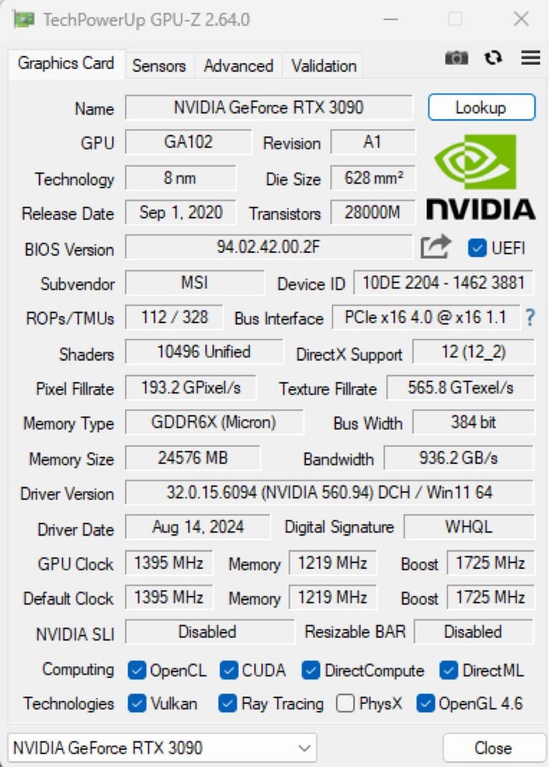 MSI GeForce RTX グラフィックボード 3090 24G