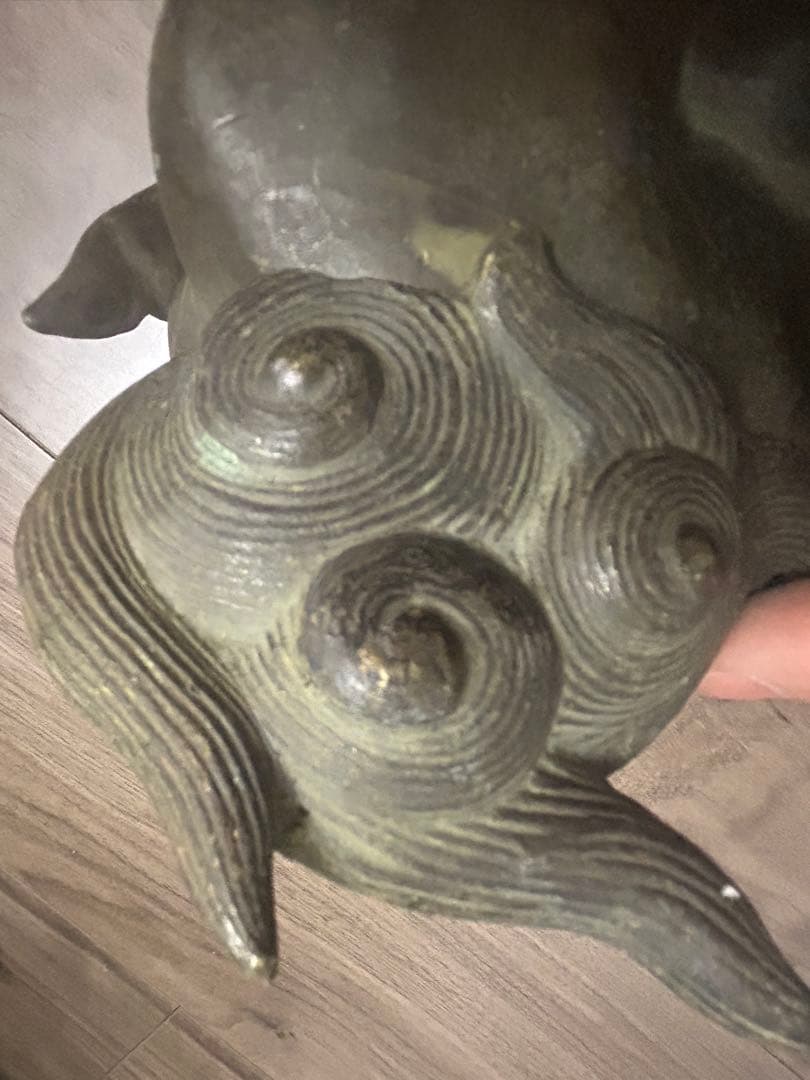 古董，古銅製，金工，獅子香炉，重1900克