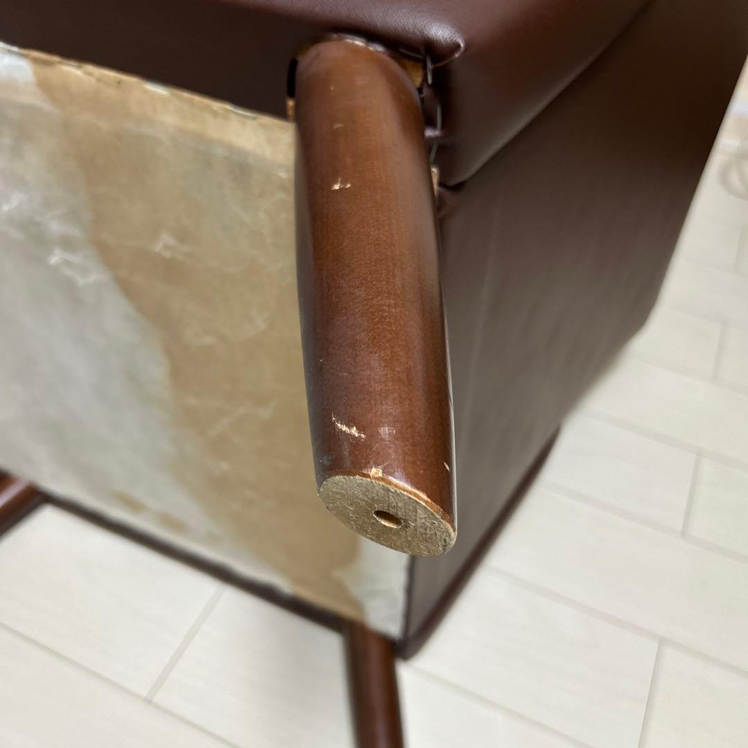 オールドカリモク 1人掛けソファ ロビーチェア 合皮 ブラウン