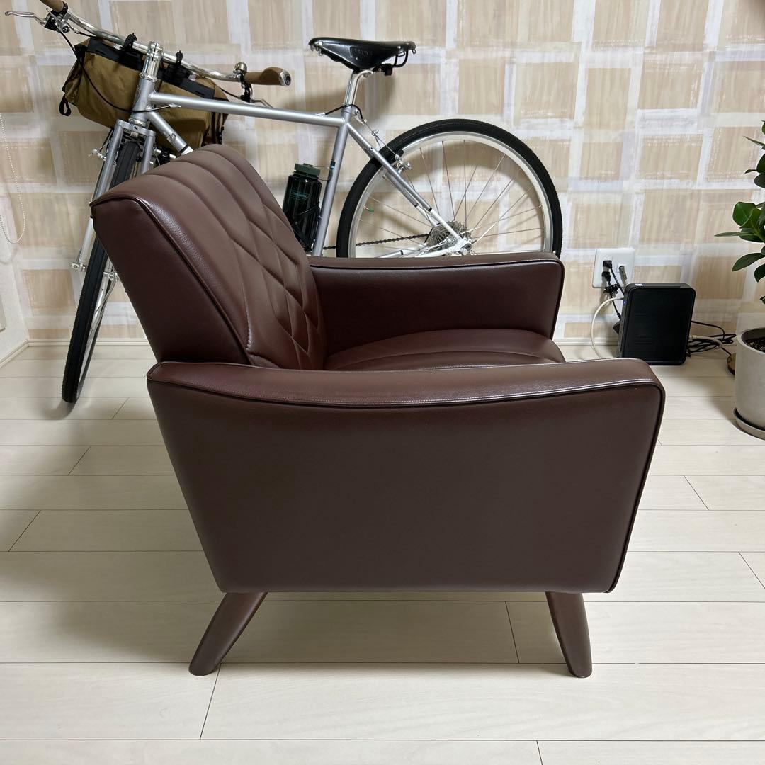 オールドカリモク 1人掛けソファ ロビーチェア 合皮 ブラウン