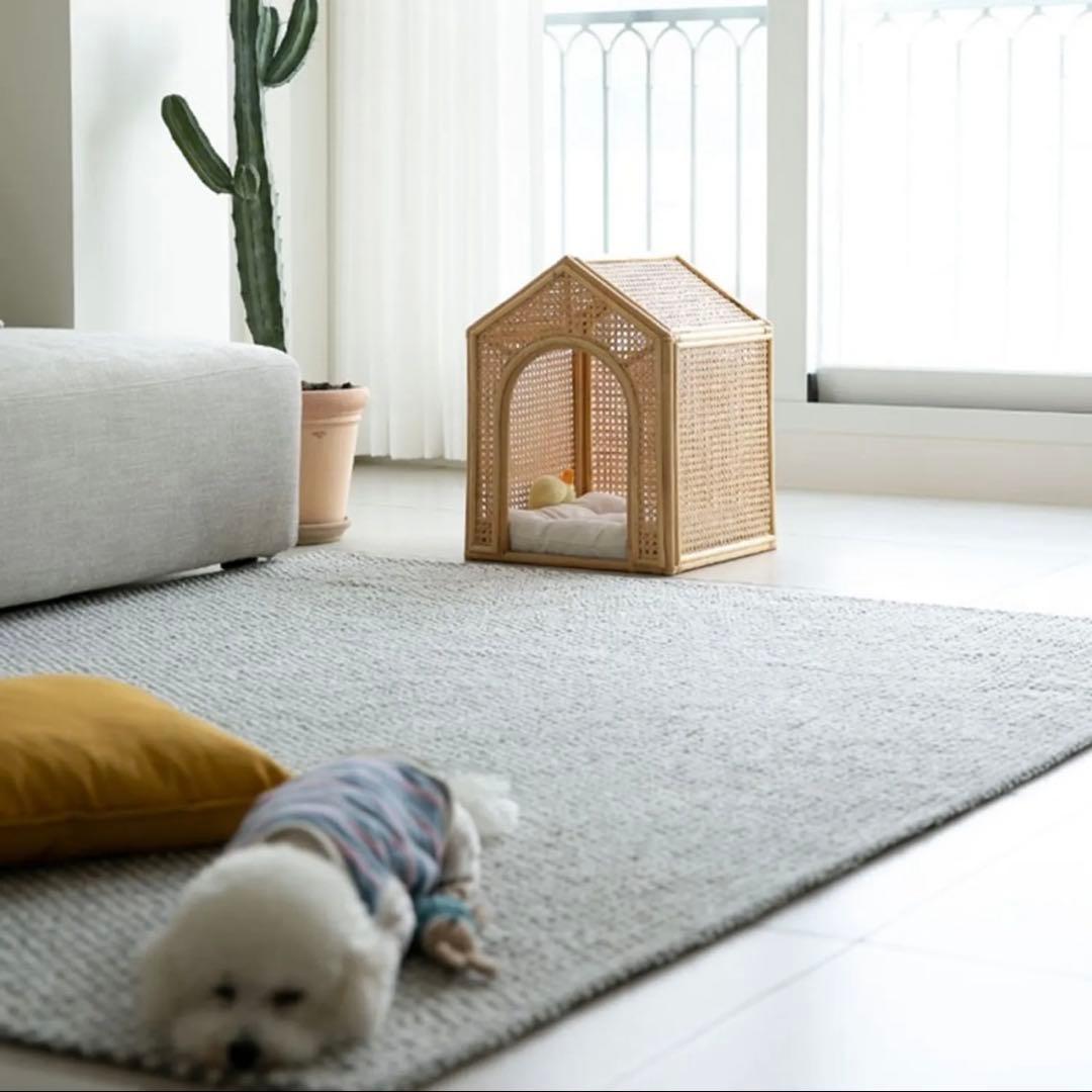 韓国 ラタンペットハウス　ベッド　犬小屋