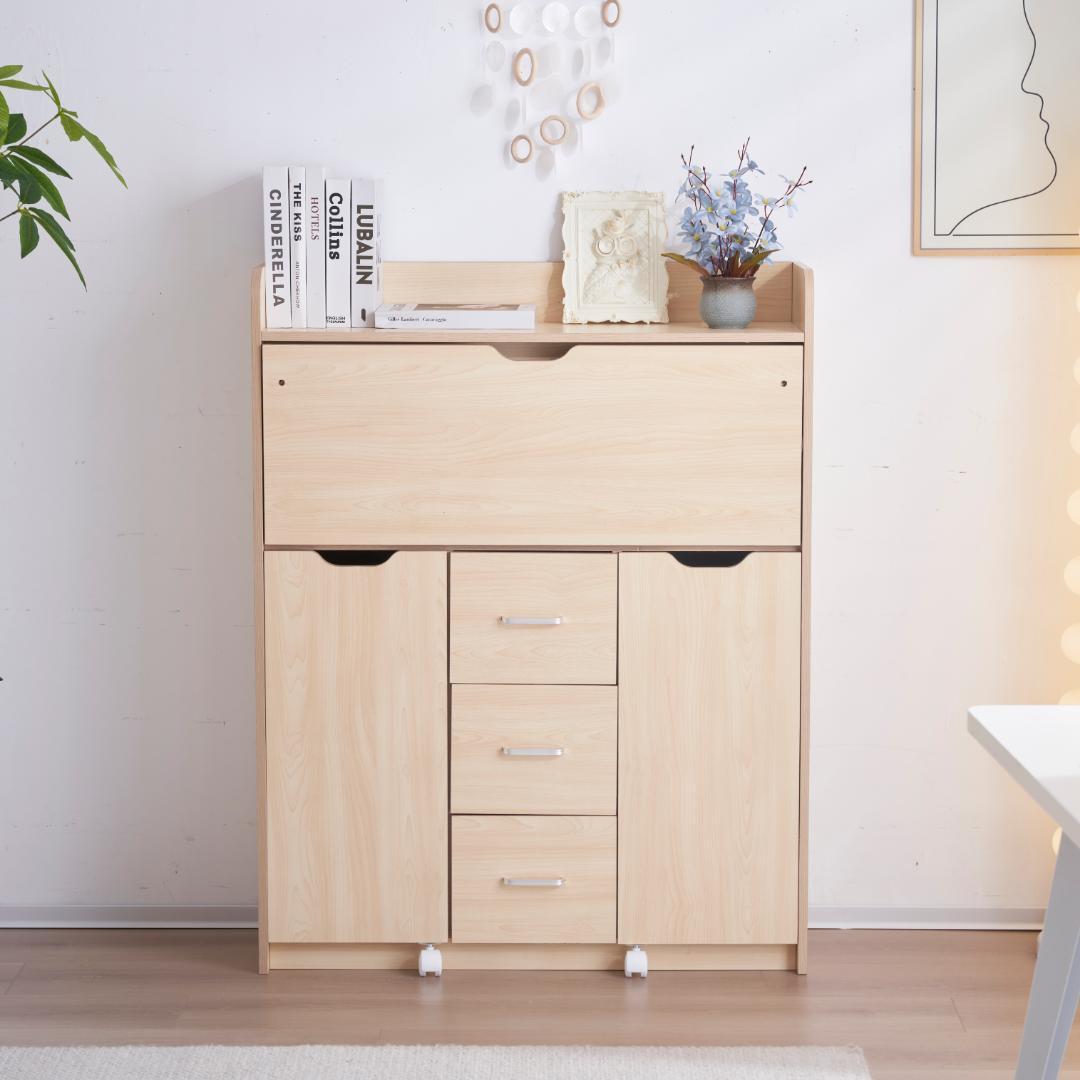 【新品登場】【ナチュラル】学習机 デスク パソコンデスク 勉強机 折り畳み天板