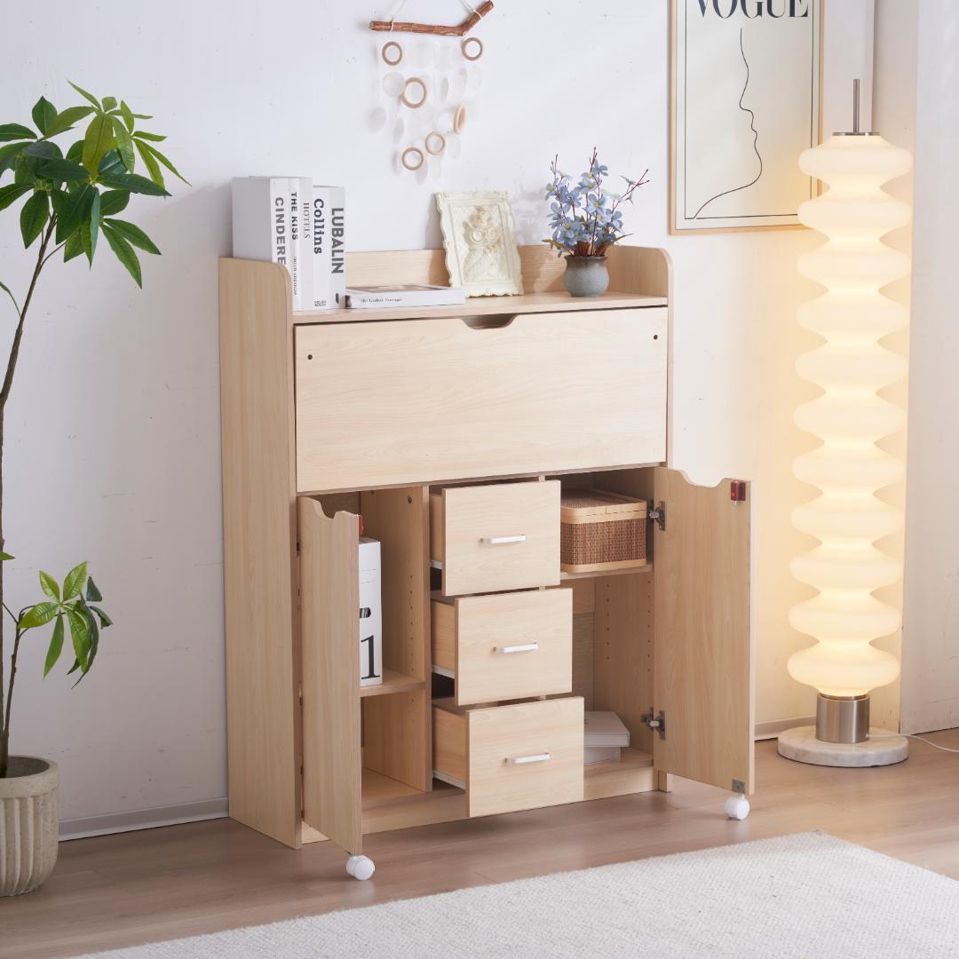 【新品登場】【ナチュラル】学習机 デスク パソコンデスク 勉強机 折り畳み天板