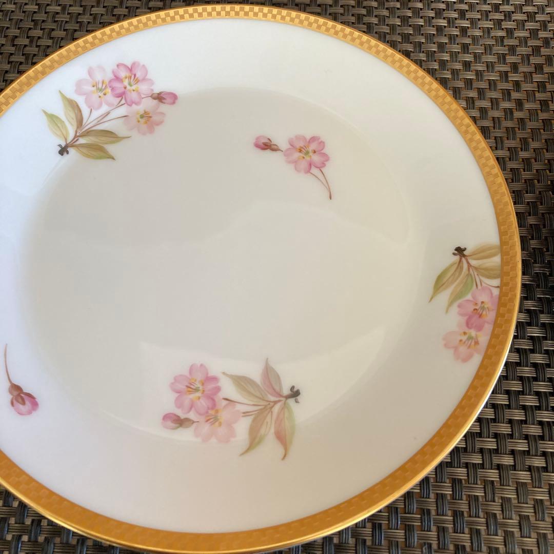 【未使用】大倉陶園　歳時記シリーズ　桜　市松　金彩　皿　16.5cm 2枚　貴重