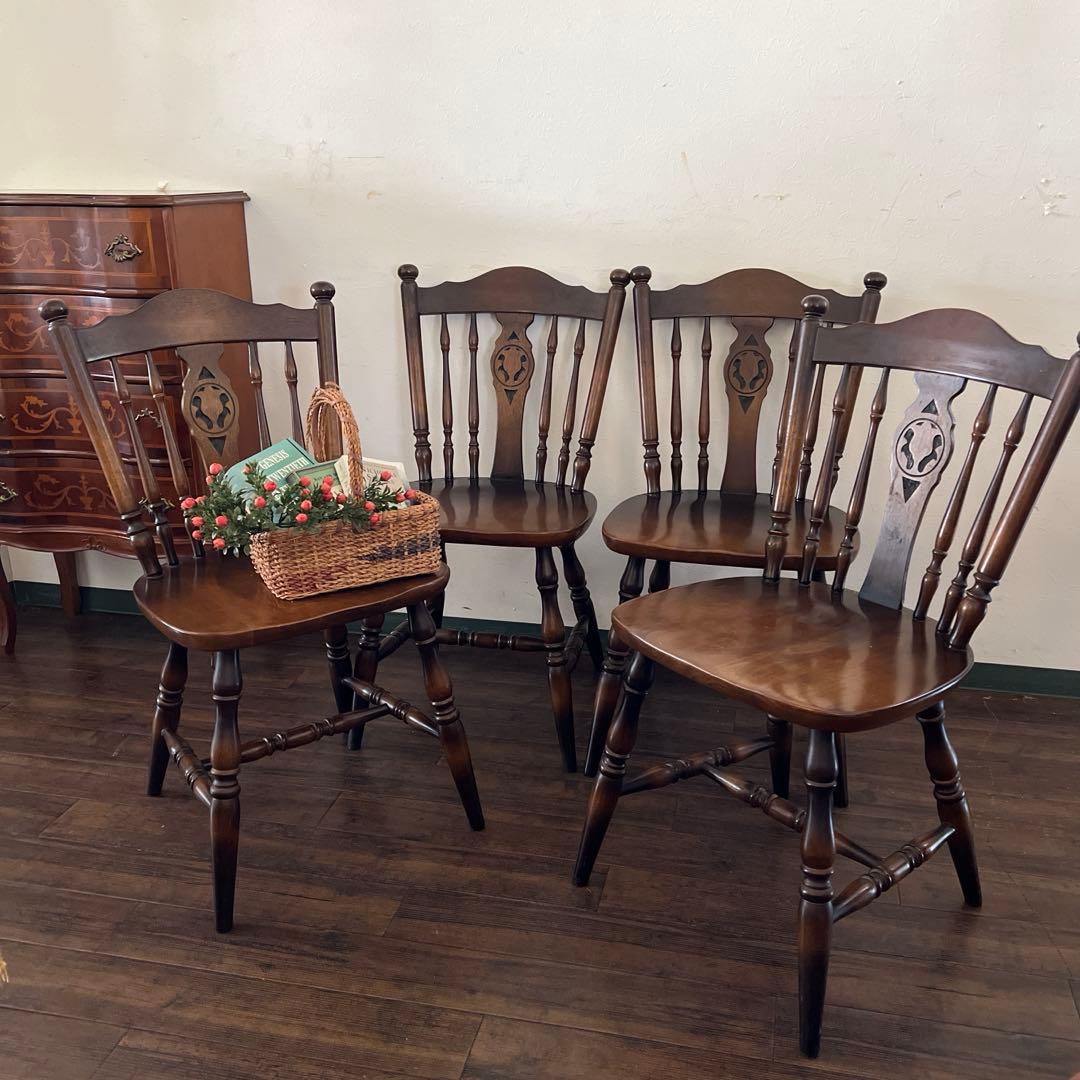 k788 飛騨産業 キツツキ ウィンザーチェア 4脚セット 和製ヴィンテージ