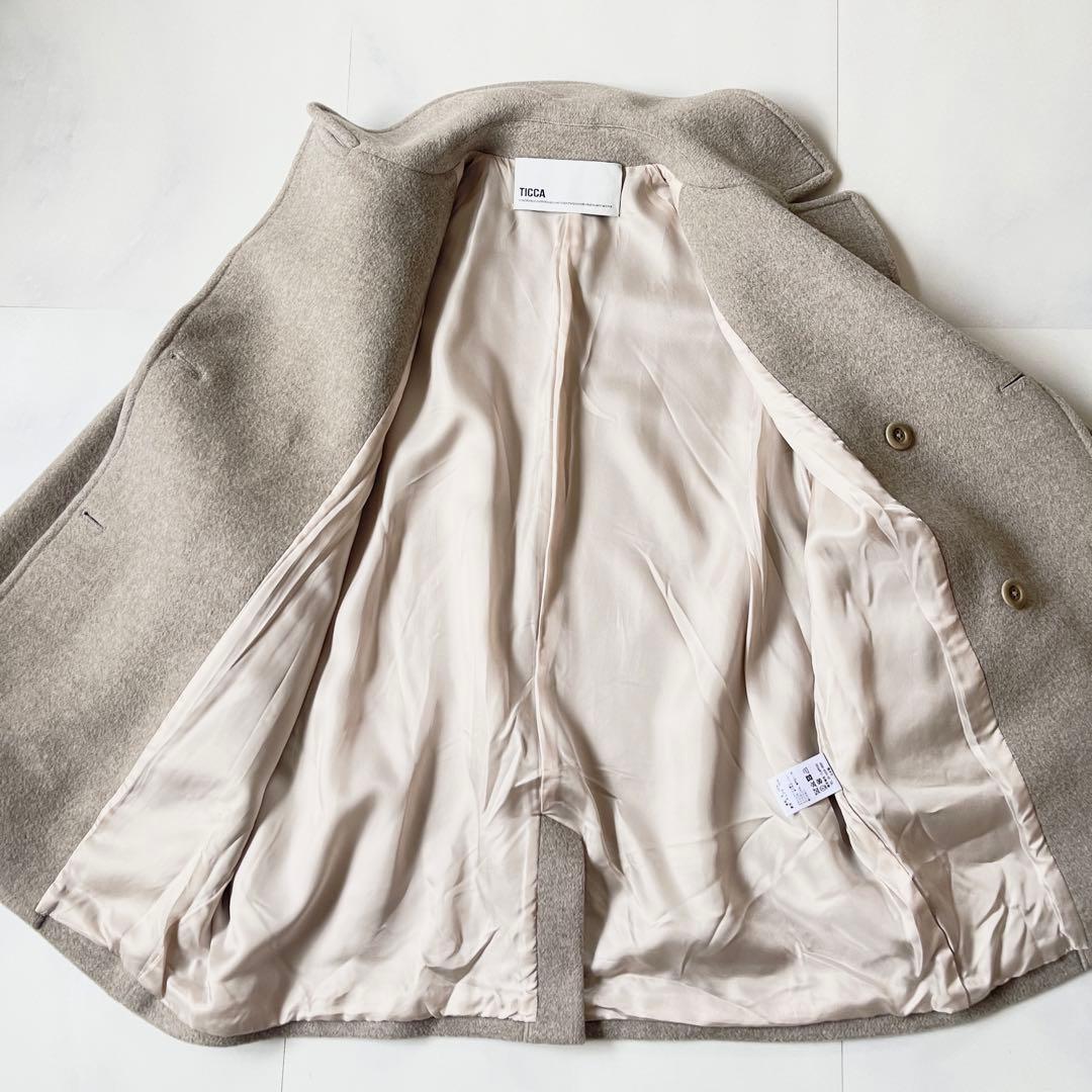 22AW ticca ティッカ ショートピーコート オーバーサイズ ベージュ F