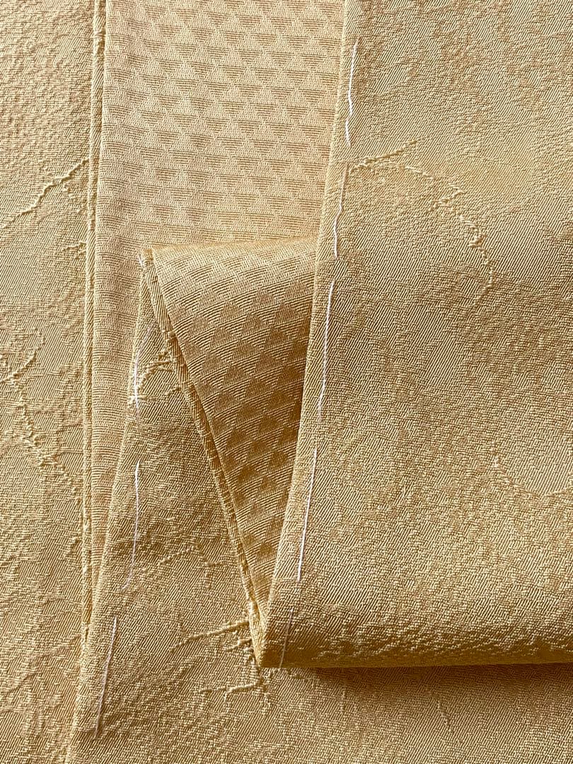 colon様リクエストしつけ付き 黄色色無地 正絹着物 長襦袢 雪輪帯セット