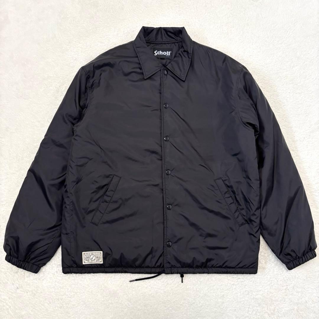 美品 SCHOTT ショット コーチジャケット 裏ボア L ブラック