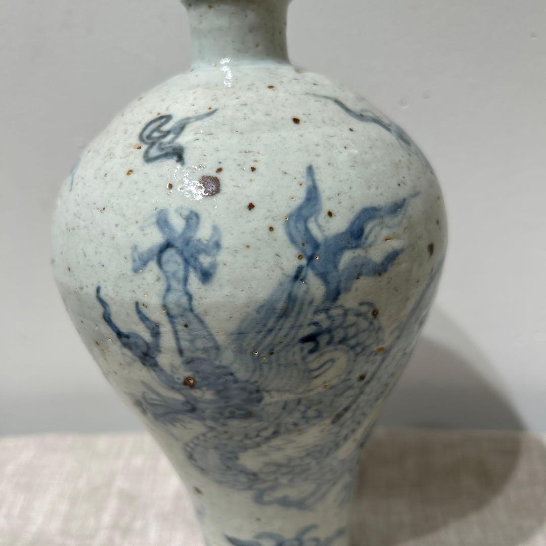 李朝　登り竜　美しい壺　古美術品