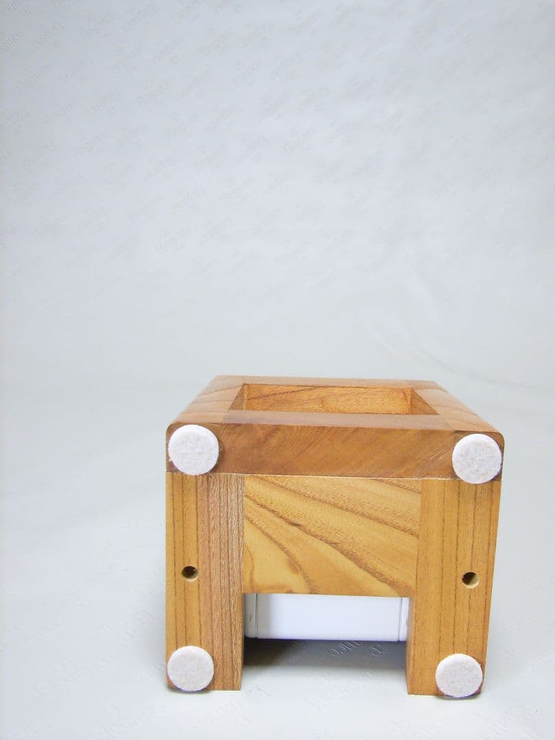 S014総欅板材ハンドル付き斜め型電波目覚まし時計（カシオTQT−351NJ使用