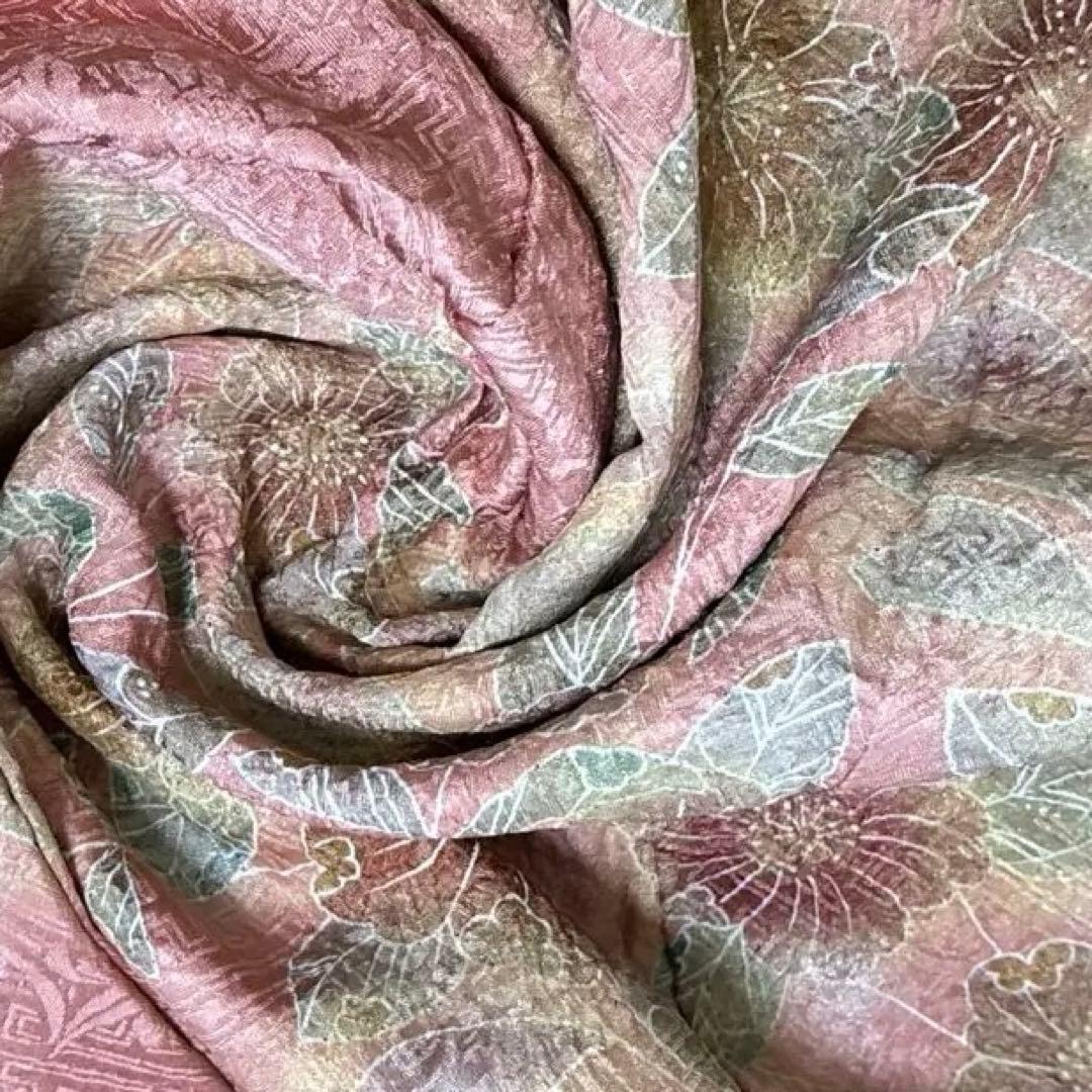 AA8愛華 着物 訪問着　絞り辻け花　曙色 正絹手縫い仕立て　美品