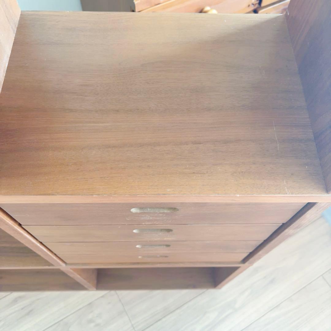 無印良品 スタッキングシェルフ 3×3 ウォルナット収納＋引き出し2個