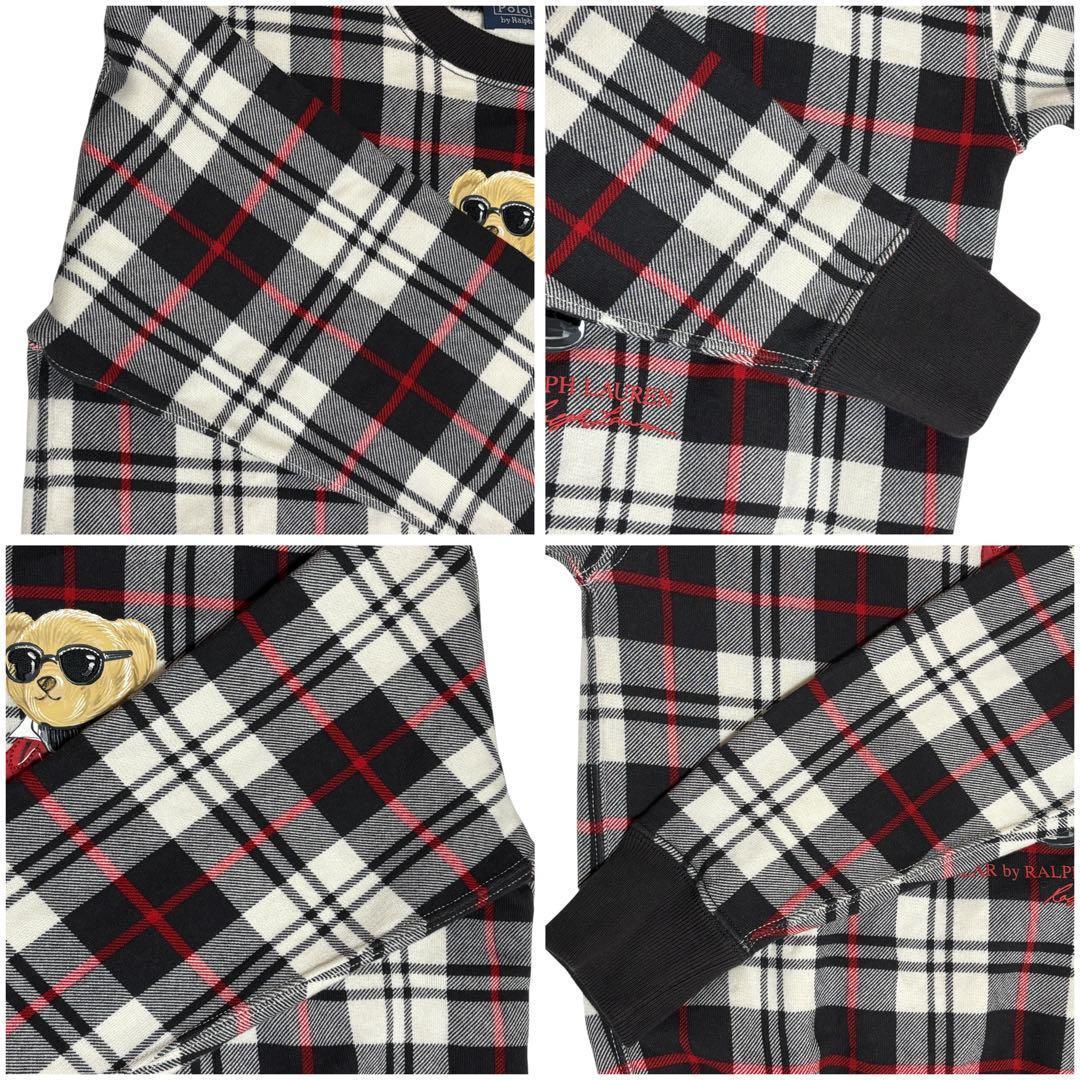 ポロ バイ ラルフローレン スウェット チェック ベロア ステッチ 刺繍 ビーズ