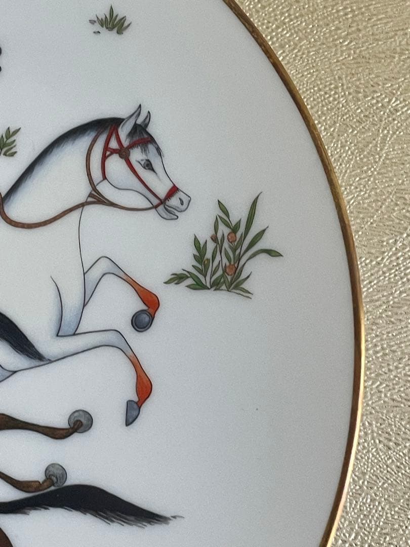 エルメス シュヴァルドリアン プレート 未使用21cm 金彩