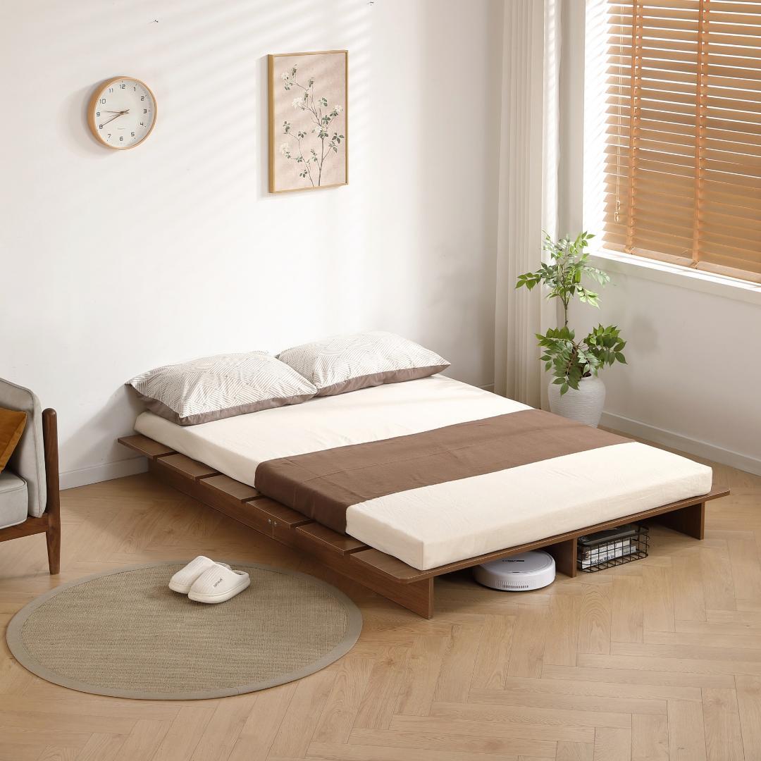 超人気！【S・幅120cm】ベッド ローベッド ステージベッド　BROWN