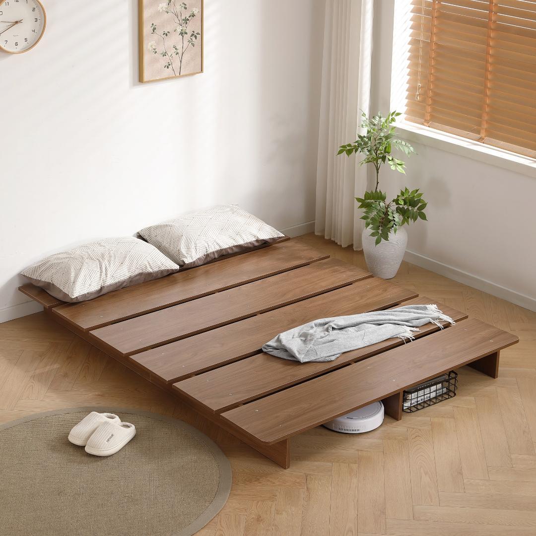 超人気！【S・幅120cm】ベッド ローベッド ステージベッド　BROWN