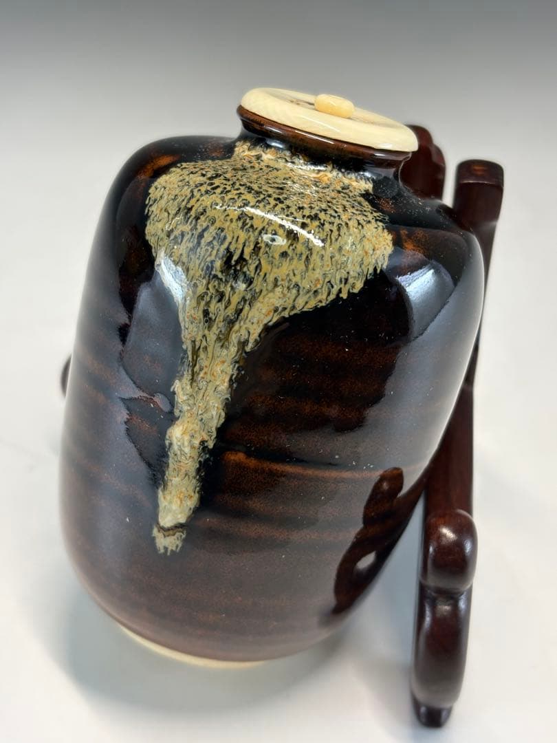 【中古品】茶道具 茶入 古瀬戸肩衝 筒井 大名物写 陶若窯 桐箱