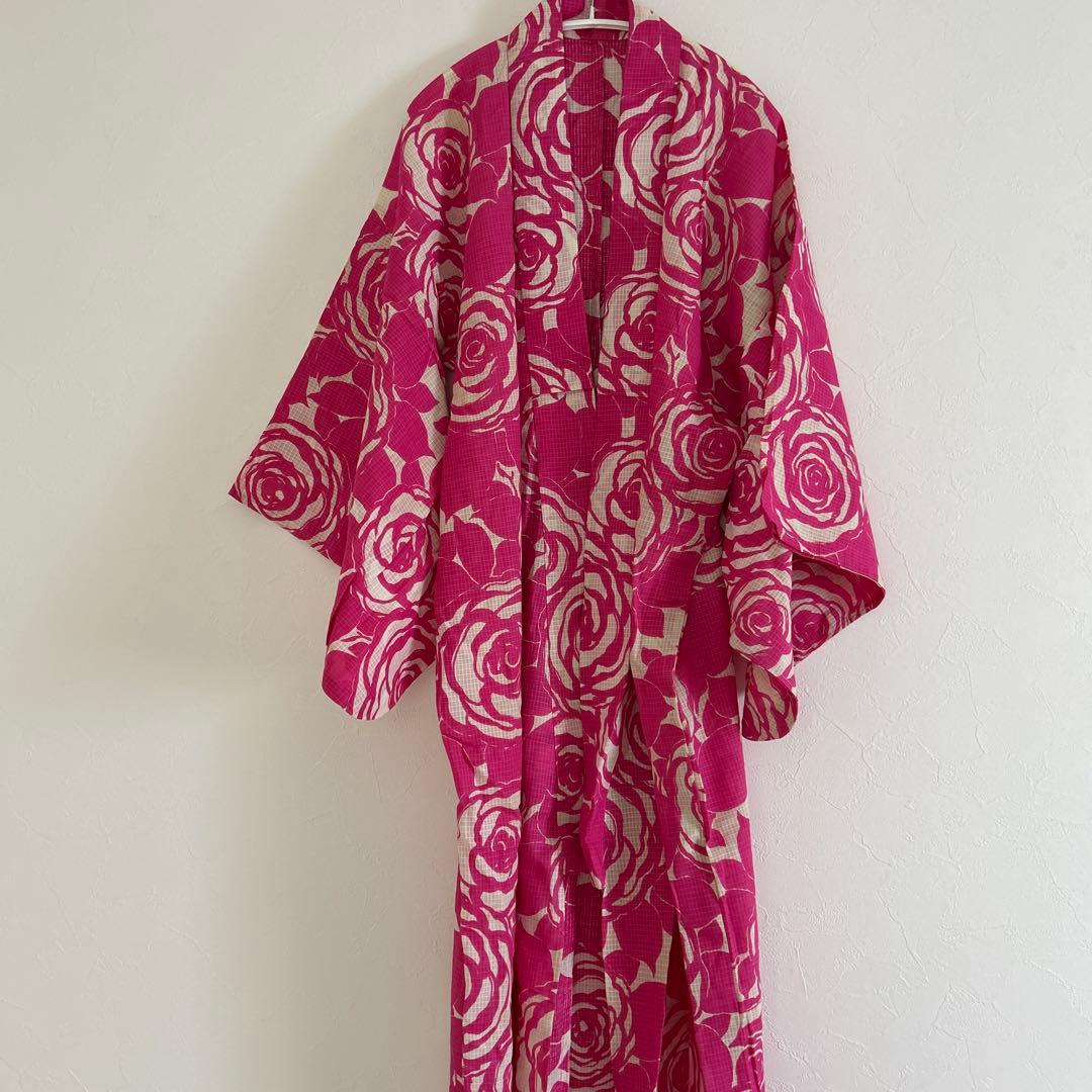 【ANNA SUI】 アナスイ 浴衣 ピンク オフホワイト 薔薇 バラ 花