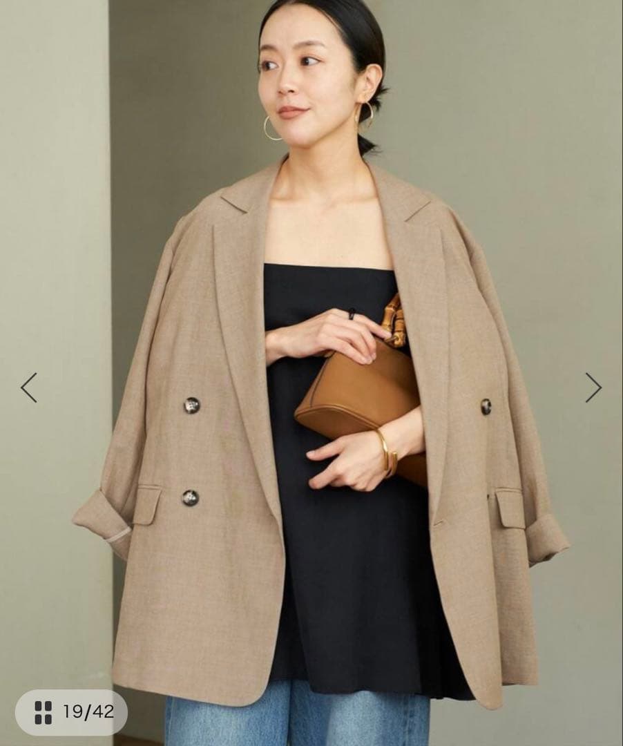 Plage fibril linen 混 キャミソール ブラック タグ付き