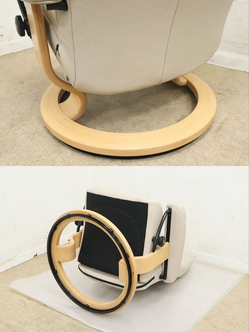 展示美品！エコーネス【コンサルM】ストレスレスチェア＆オットマン・本革