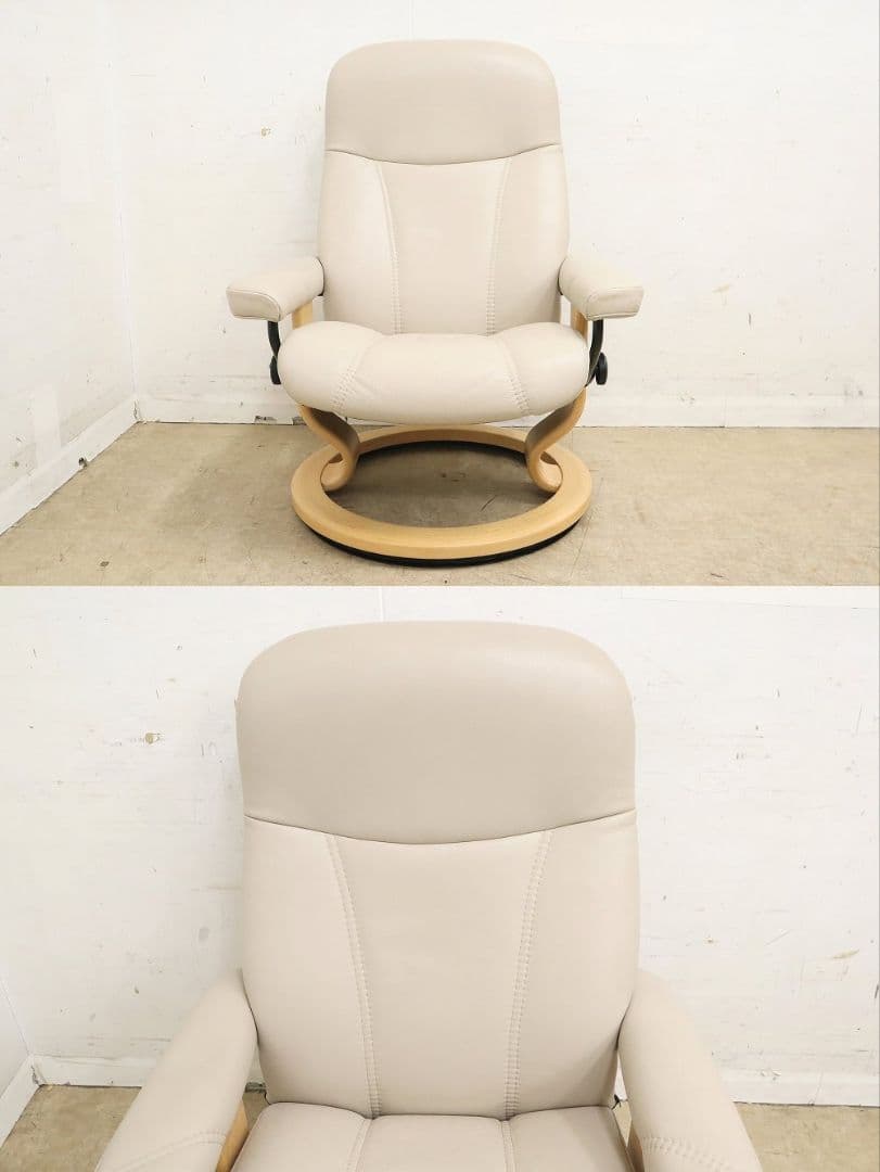 展示美品！エコーネス【コンサルM】ストレスレスチェア＆オットマン・本革