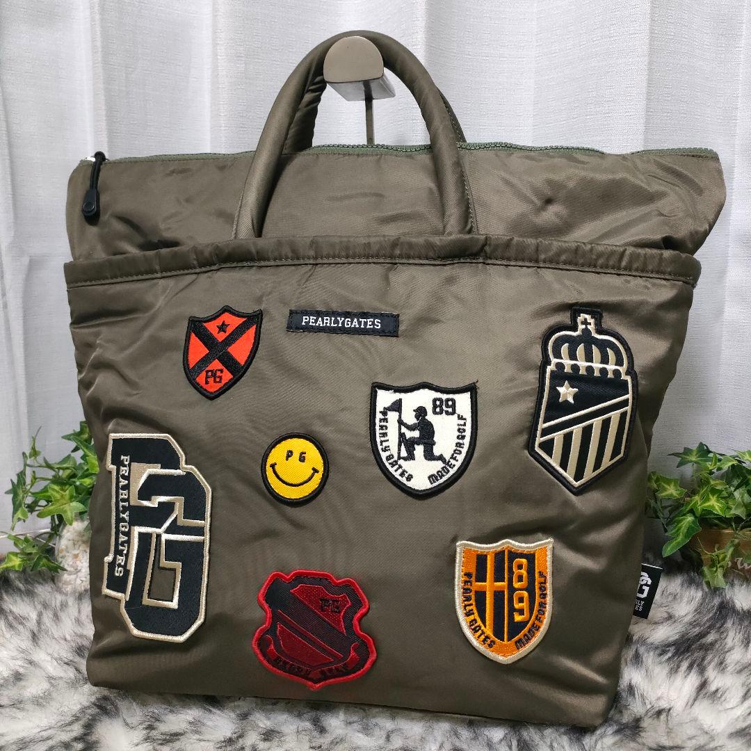 希少完売品 パーリーゲイツ ゴルフロッカーバッグ 総柄 ワッペン カーキ