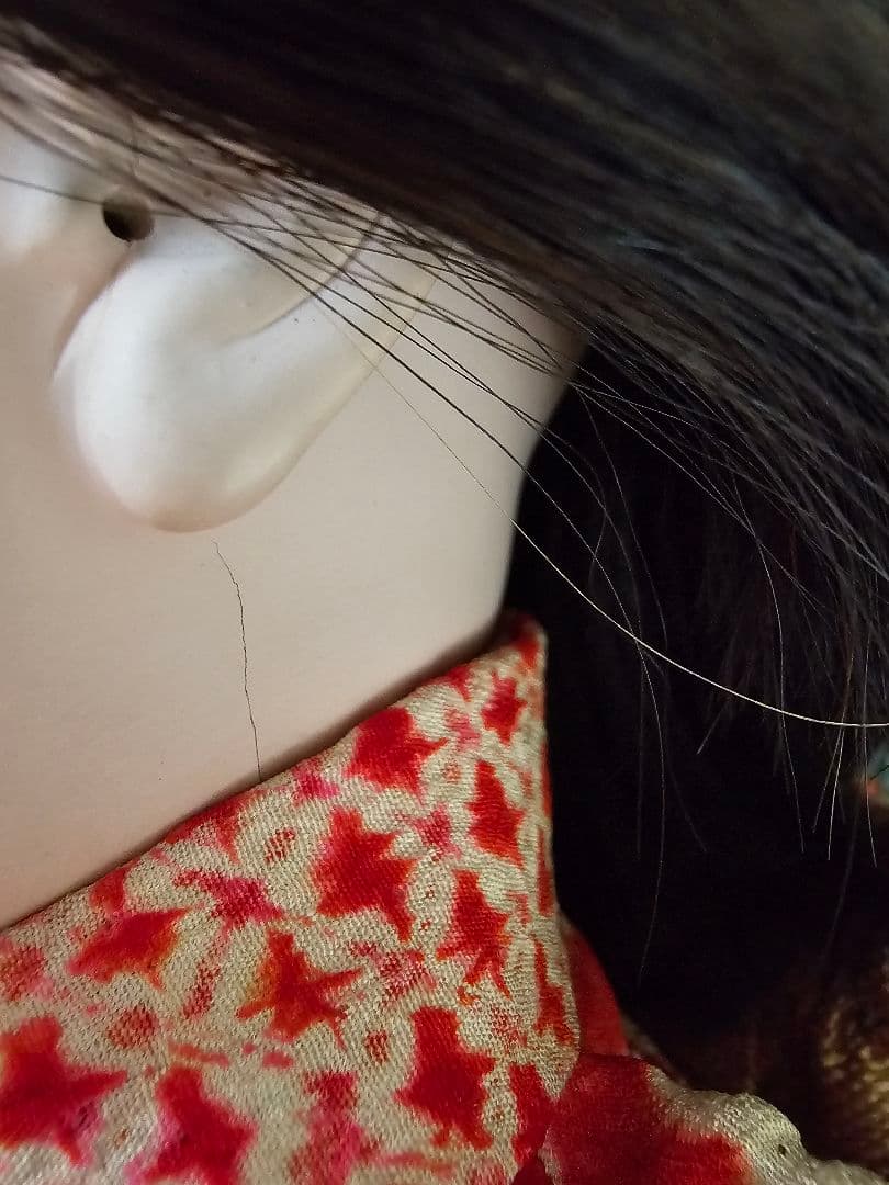 市松人形 赤色と白色の着物 光龍斎　瀧澤義豊　12号 傷や汚れあり