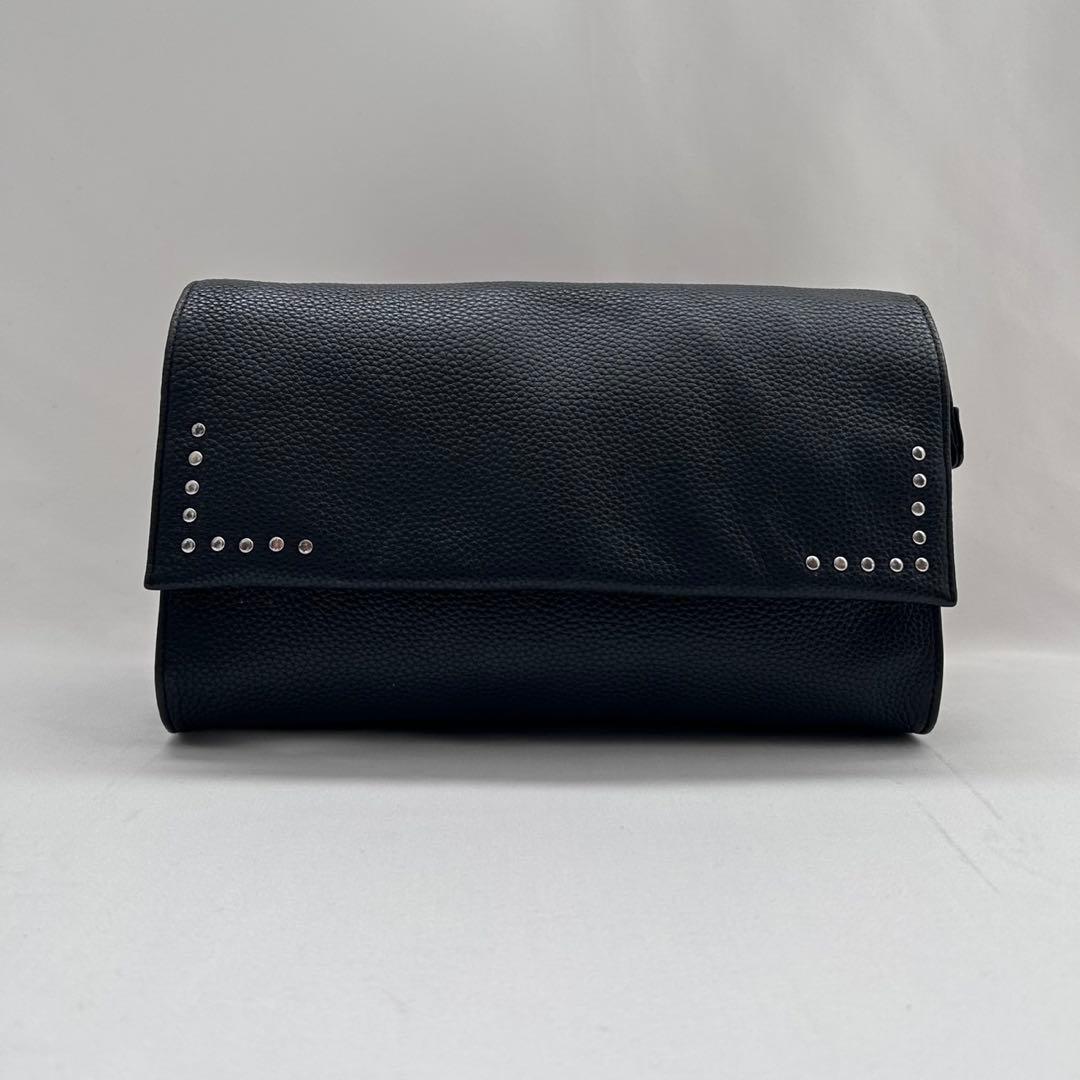 イアパピヨネ ワイドテープ ショルダーバッグスタッズ ブラック