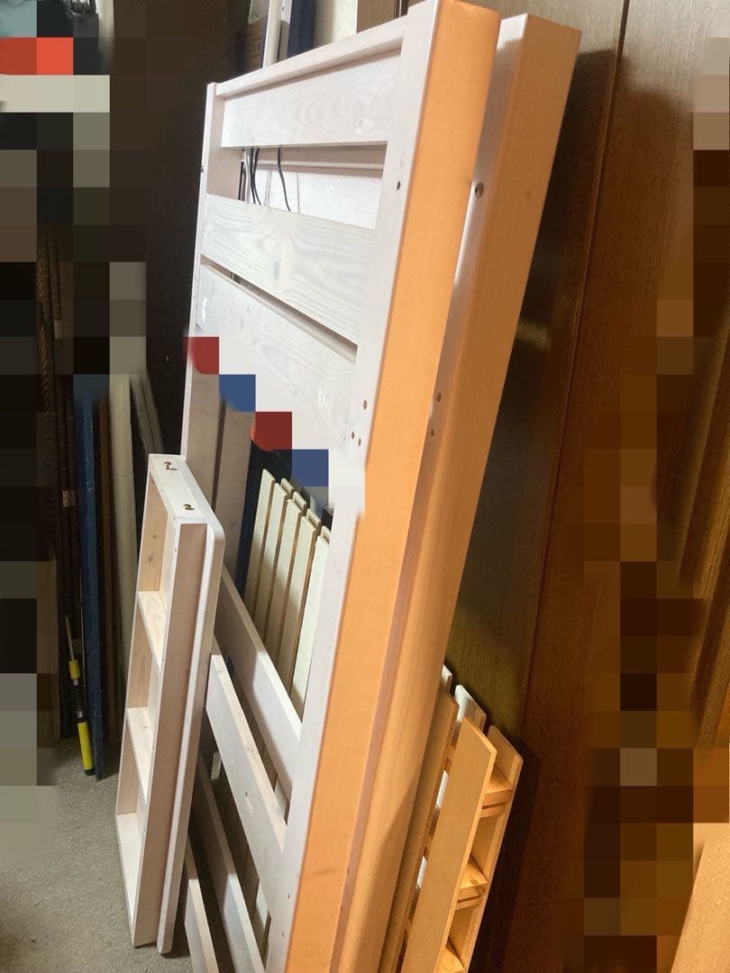 （2/15日にお届けできます）白天然木階段ロフトベッド）