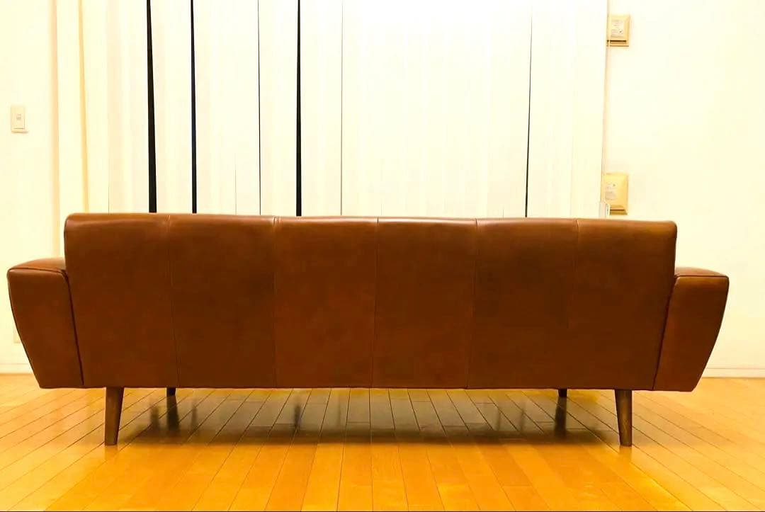 ✨引越し整理品✨【ウニコ】MOLN レザーソファー 3人掛け ダークブラウン