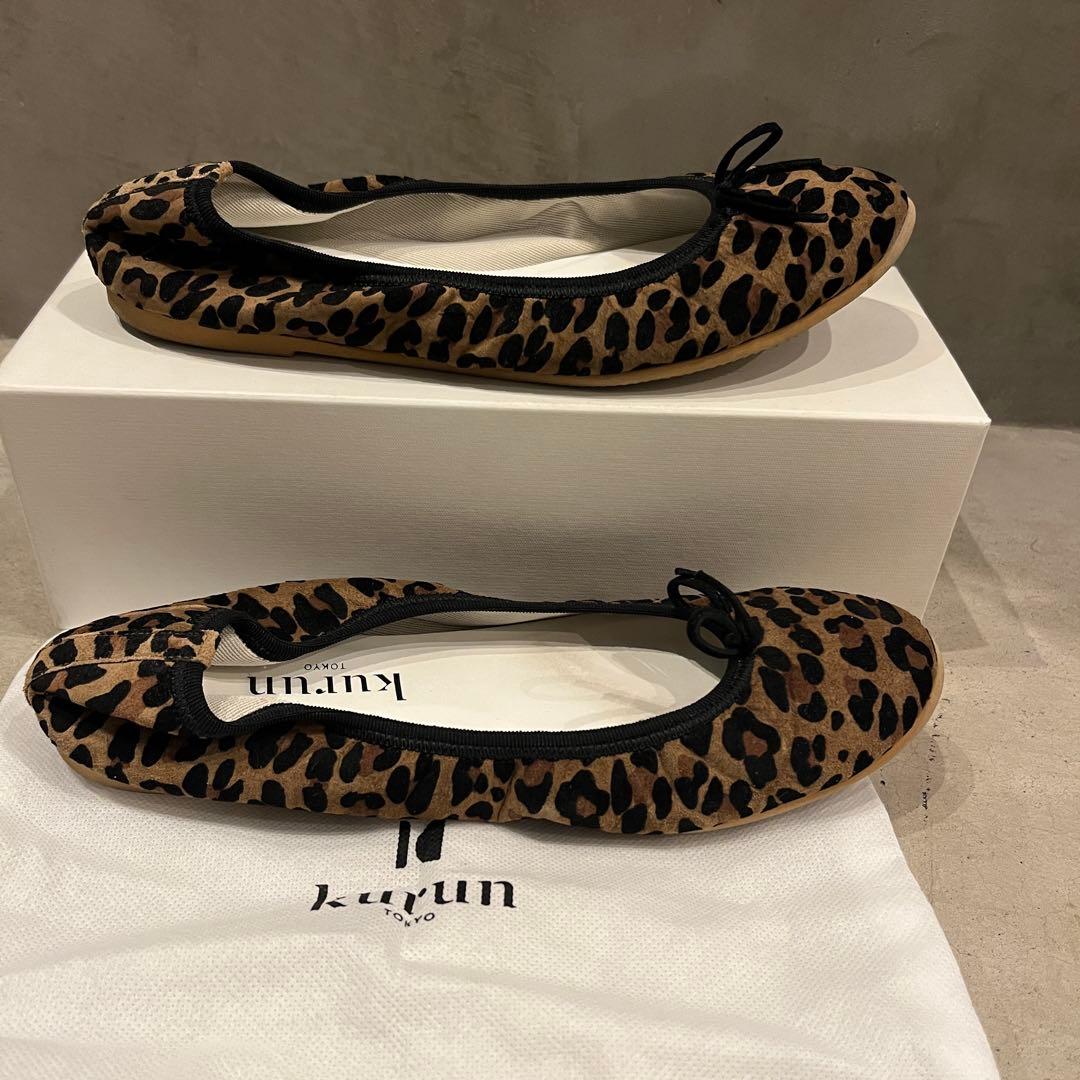 【美品】kurun TOKYO クルントウキョウ25レオパードブラウン　バレエ