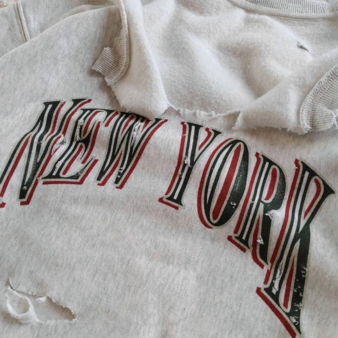 半壊 襤褸 クラッシュ NEW YORK ボロ加工 トレーナー 常田大希 XL