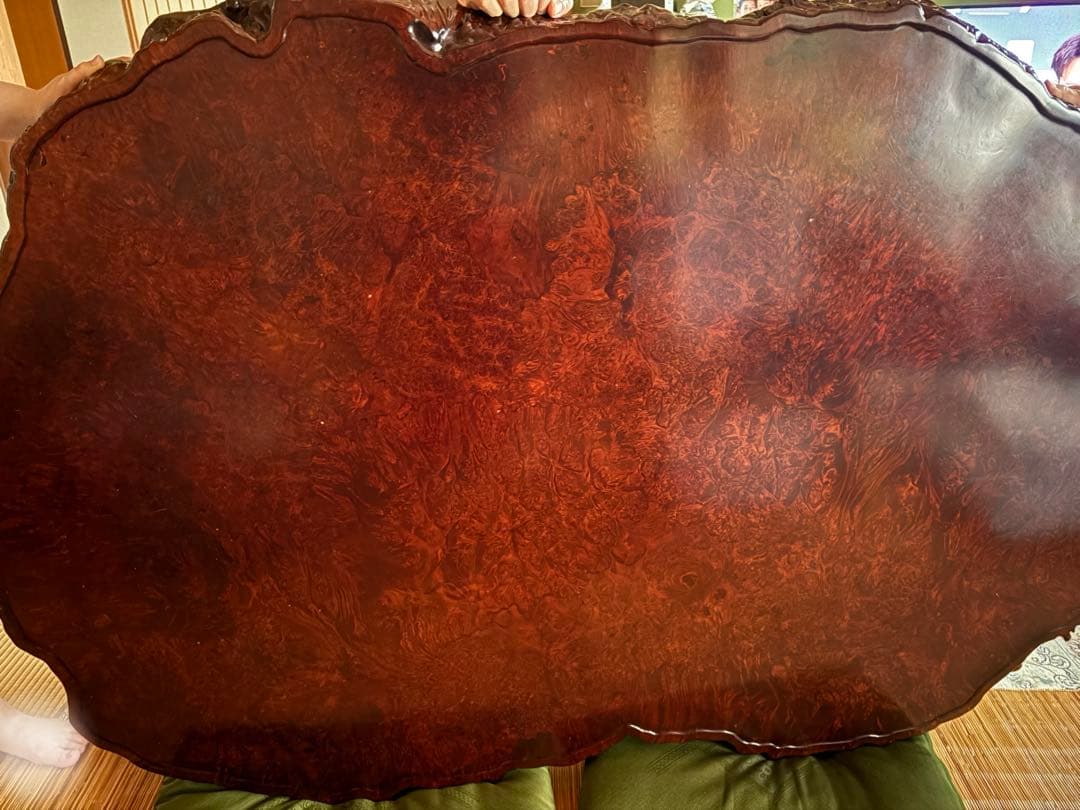 木製 不規則形座卓 大きめオーバルテーブル 極厚天板