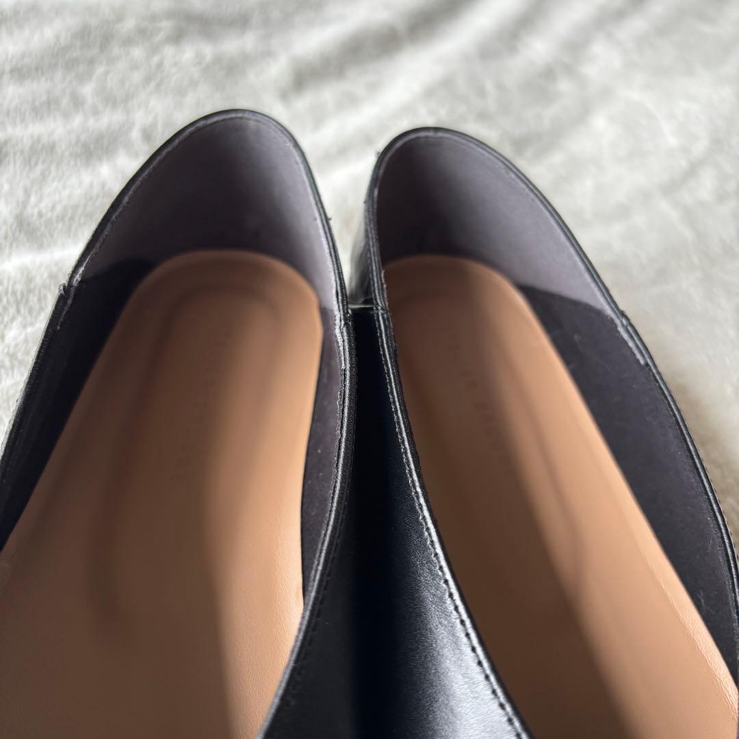 [極美品] アトリエブルージュメタルモチーフフラットシューズ ブラック 牛革