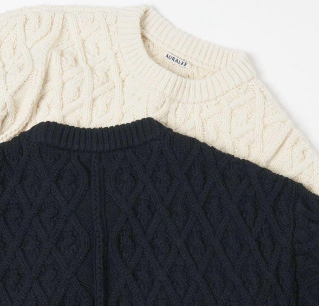 トップス AURALEE HARD TWIST MERINO ARAN KNIT